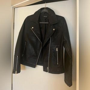 Topshop Faux Leather Jacket - Size 6 - Black